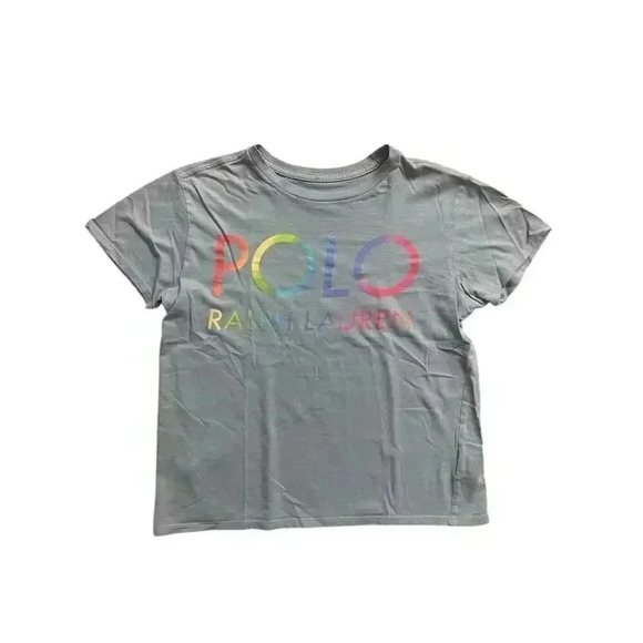 Polo Ralph Lauren Other - Polo Ralph Lauren Gray T-Shirt Short Sleeve Rainbow Logo Casual, size L/G(12-14)